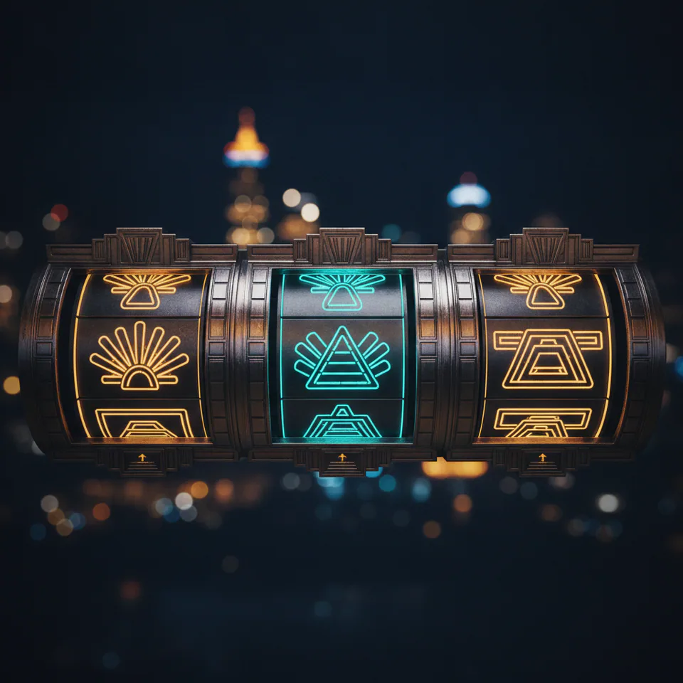 Éclat Reels — three glowing Art Deco slot reels in the Lumière Quarter